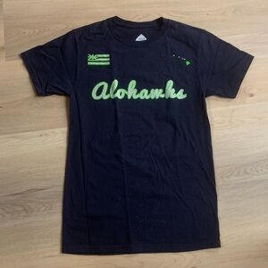 Seattle Seahawks Alohamke Navy T-Shirt with Green Print